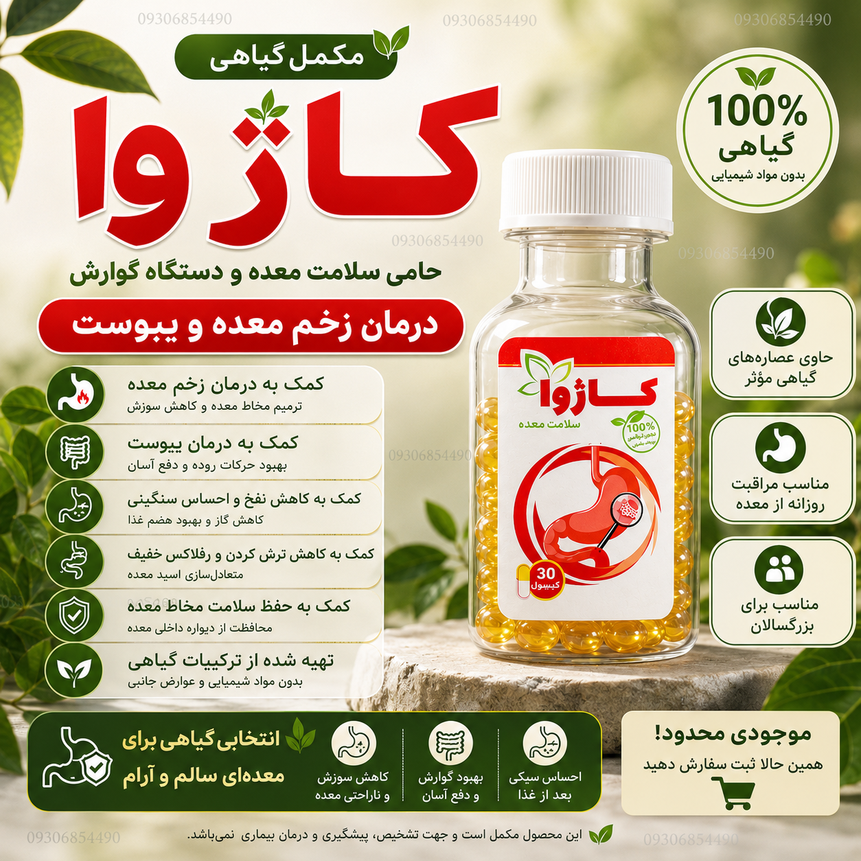 مکمل گیاهی معده | کمک به هضم بهتر و کاهش ناراحتی معده