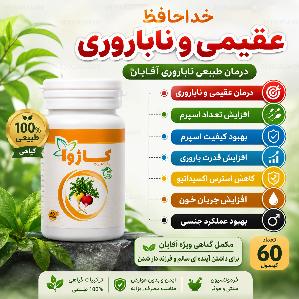کپسول ارگانیک آقایون  | ۶۰ عدد | مکمل حمایت از باروری و سلامت آقایان